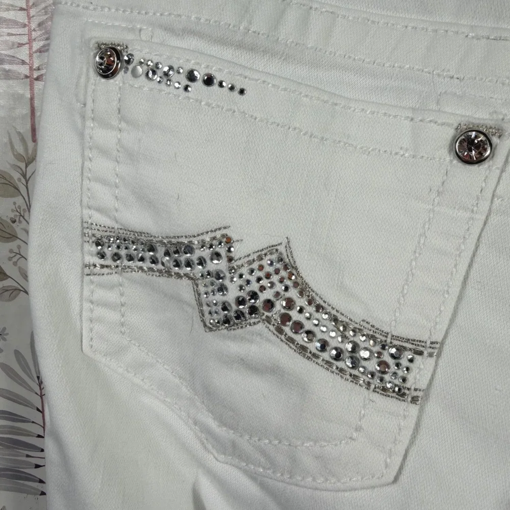 Miss Me Womens White Bootcut Jeans Rhinestone Embellished Y2K Denim Size 29